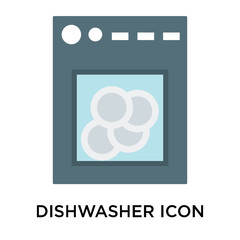 Dishwasher icon vector sign and symbol isolated on white background, Dishwasher logo concept