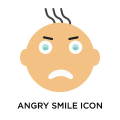 Angry smile icon vector sign and symbol isolated on white background, Angry smile logo concept