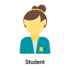 Student icon vector sign and symbol isolated on white background, Student logo concept