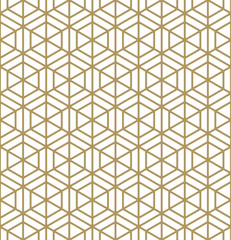 Seamless pattern based on Japanese ornament Kumiko.Golden color.Rounded corner.
