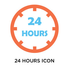 24 hours icon vector sign and symbol isolated on white background, 24 hours logo concept