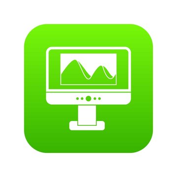 Computer monitor with photo on the screen icon digital green for any design isolated on white vector illustration