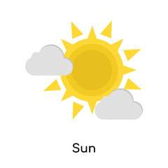 Sun icon vector sign and symbol isolated on white background, Sun logo concept