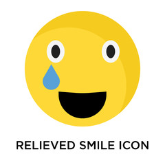 Relieved smile icon vector sign and symbol isolated on white background, Relieved smile logo concept