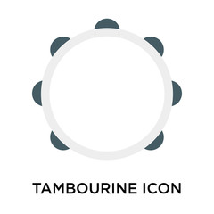 Tambourine icon vector sign and symbol isolated on white background, Tambourine logo concept