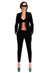 Fototapeta premium Woman in a black suit