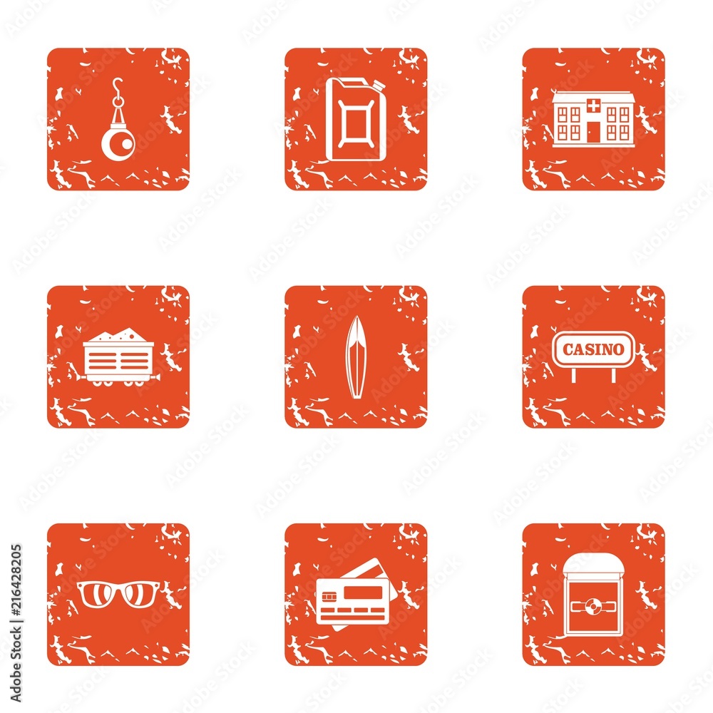 Poster expensive amusement icons set. grunge set of 9 expensive amusement vector icons for web isolated on 