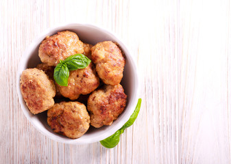 Beef meatballs in a bowl