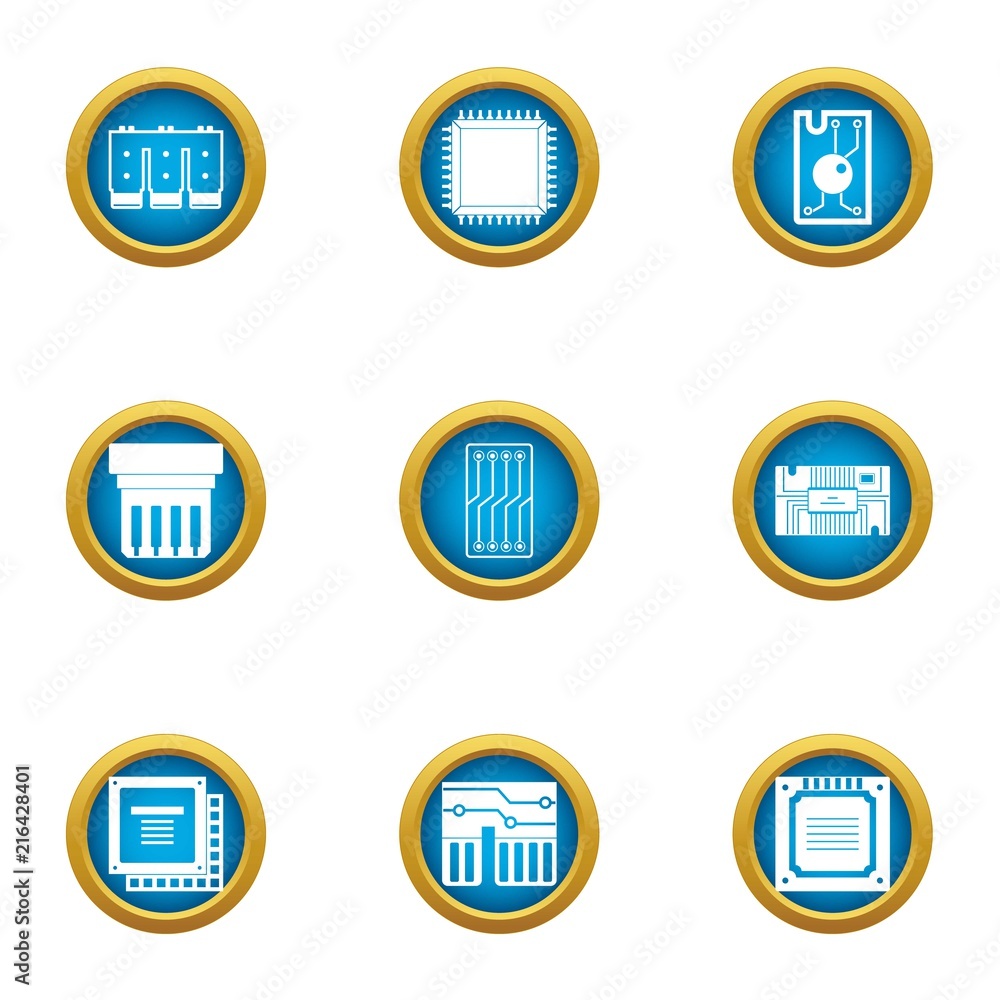 Poster microcrystal icons set. flat set of 9 microcrystal vector icons for web isolated on white background