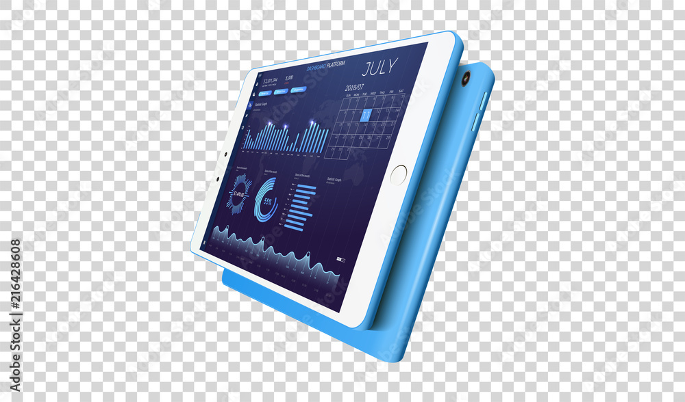 Leinwandbilder market app vector interface with business financial market charts and global economics data graphs.m