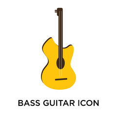 Bass guitar icon vector sign and symbol isolated on white background, Bass guitar logo concept