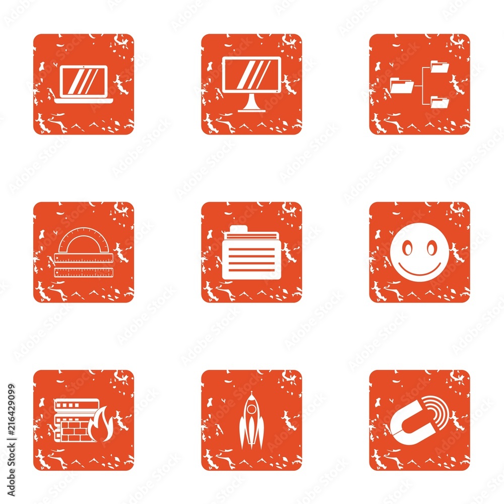 Aufkleber school building icons set. grunge set of 9 school building vector icons for web isolated on white ba