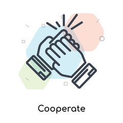 Cooperate icon vector sign and symbol isolated on white background, Cooperate logo concept
