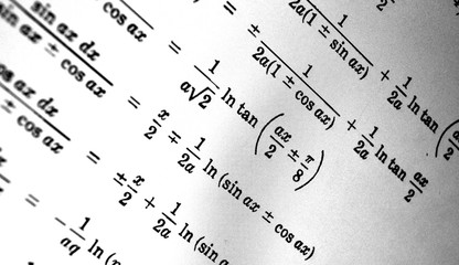 Large number of mathematical formulas on a white background