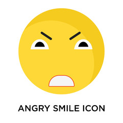 Angry smile icon vector sign and symbol isolated on white background, Angry smile logo concept
