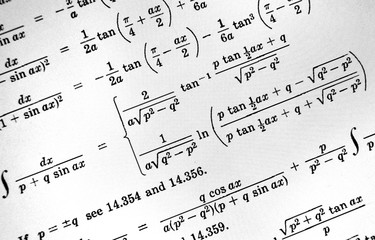 Large number of mathematical formulas on a white background