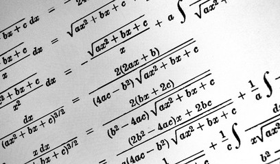 Large number of mathematical formulas on a white background