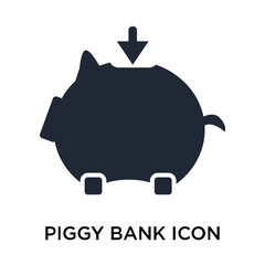 Obraz premium Piggy bank icon vector sign and symbol isolated on white background, Piggy bank logo concept