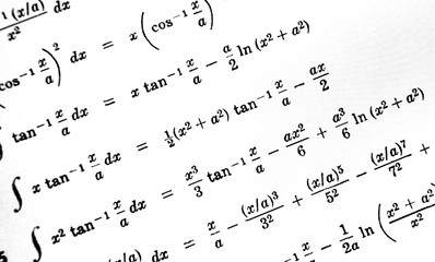 Large number of mathematical formulas on a white background