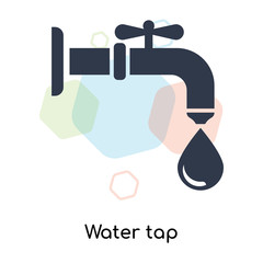 Water tap icon vector sign and symbol isolated on white background, Water tap logo concept