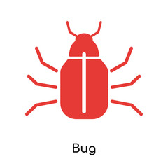 Bug icon vector sign and symbol isolated on white background, Bug logo concept