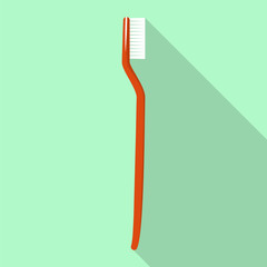 Red toothbrush icon. Flat illustration of red toothbrush vector icon for web design