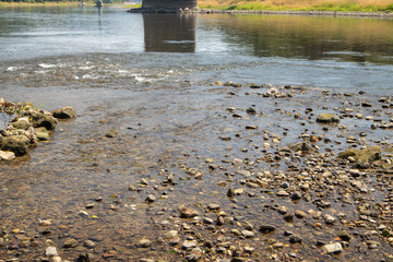 Niedrigwasser der Elbe in Bad Schnadau am 31.07.2018