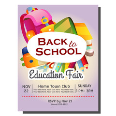 education fair back to school poster with stationary