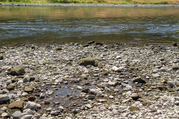 Niedrigwasser der Elbe in Bad Schnadau am 31.07.2018