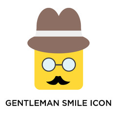 Gentleman smile icon vector sign and symbol isolated on white background, Gentleman smile logo concept