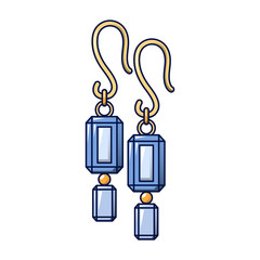 Blue topaz earrings icon. Cartoon of blue topaz earrings vector icon for web design isolated on white background