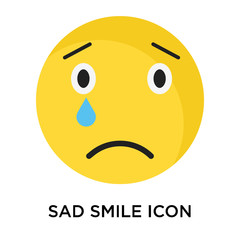 Sad smile icon vector sign and symbol isolated on white background, Sad smile logo concept