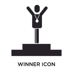 Obraz premium Winner icon vector sign and symbol isolated on white background, Winner logo concept