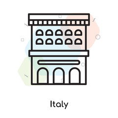 Italy icon vector sign and symbol isolated on white background, Italy logo concept