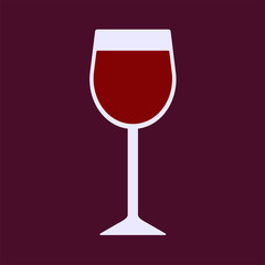 Vector glass of wine on dark purple background