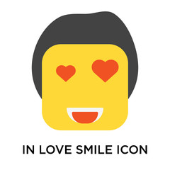In love smile icon vector sign and symbol isolated on white background, In love smile logo concept