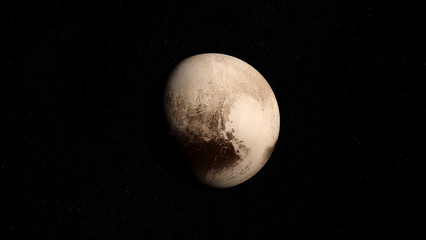 Planète naine Pluton - fond étoilé - rendu 3D - obrazy, fototapety, plakaty