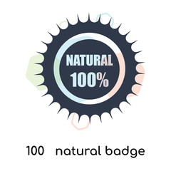 Fototapeta premium 100 natural badge icon vector sign and symbol isolated on white background, 100 natural badge logo concept