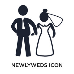 Newlyweds icon vector sign and symbol isolated on white background, Newlyweds logo concept