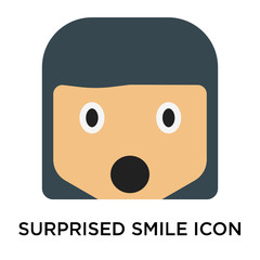 Surprised smile icon vector sign and symbol isolated on white background, Surprised smile logo concept