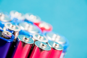 Ecology recycling concept. Many different types used or new battery