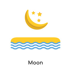 Obraz na płótnie Canvas Moon icon vector sign and symbol isolated on white background, Moon logo concept