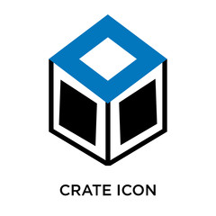 Crate icon vector sign and symbol isolated on white background, Crate logo concept