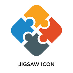 Jigsaw icon vector sign and symbol isolated on white background, Jigsaw logo concept
