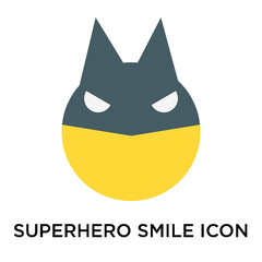 Superhero smile icon vector sign and symbol isolated on white background, Superhero smile logo concept