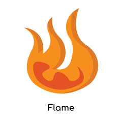Flame icon vector sign and symbol isolated on white background, Flame logo concept