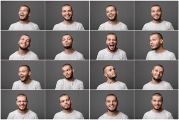 portraits of man with positive emotions