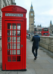 Red phone booth with Big Ben in background