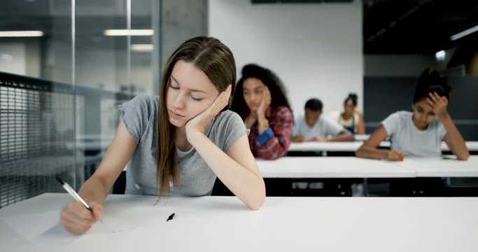 High school students in an exam