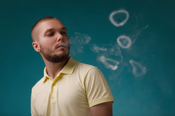 vaping man launches ring of smoke